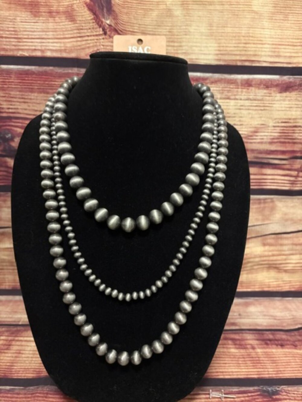 ISAC Handmade Western Navajo-Style 3-Strand Beaded Necklace 24"-29" NWT